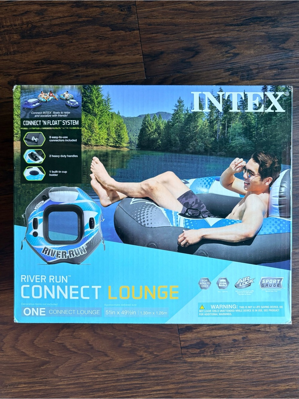 NWT - In Box Never Used Intex® River Run® Blue/Grey Inflatable Connect Lounge